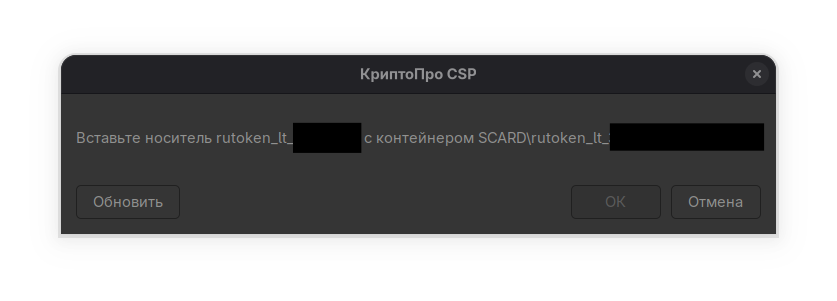 Вставьте токен